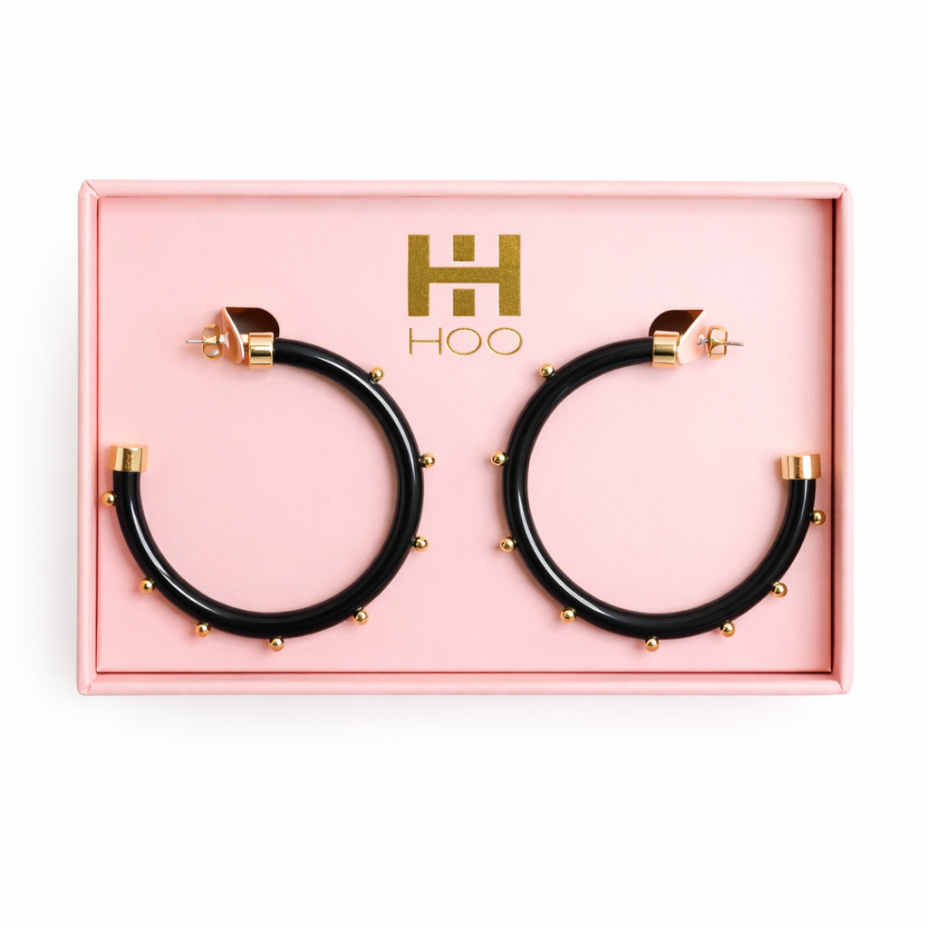 Hoops - Black with Gold Balls