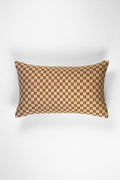 Checkered Brocade Pillow - Pink & Umber