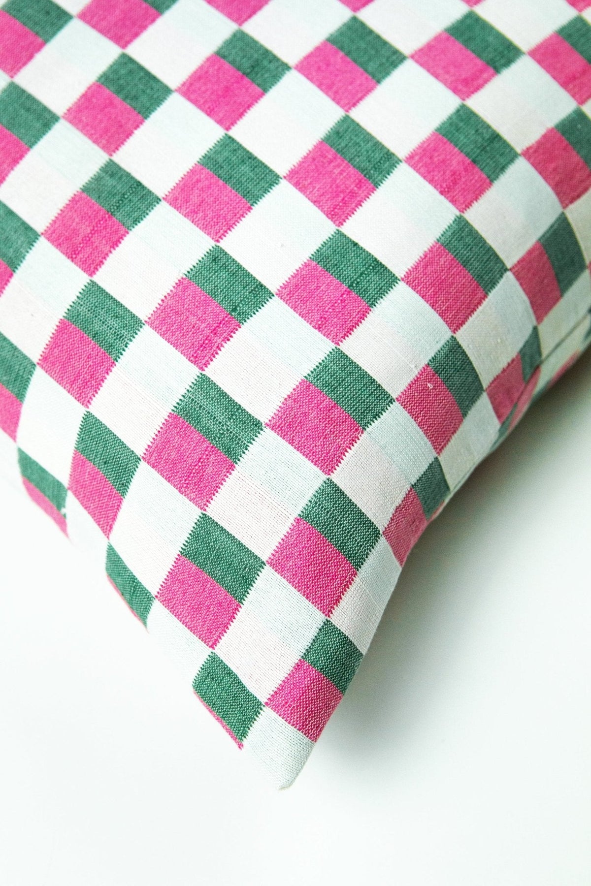Sujani Pillow - Green & Pink Checkered