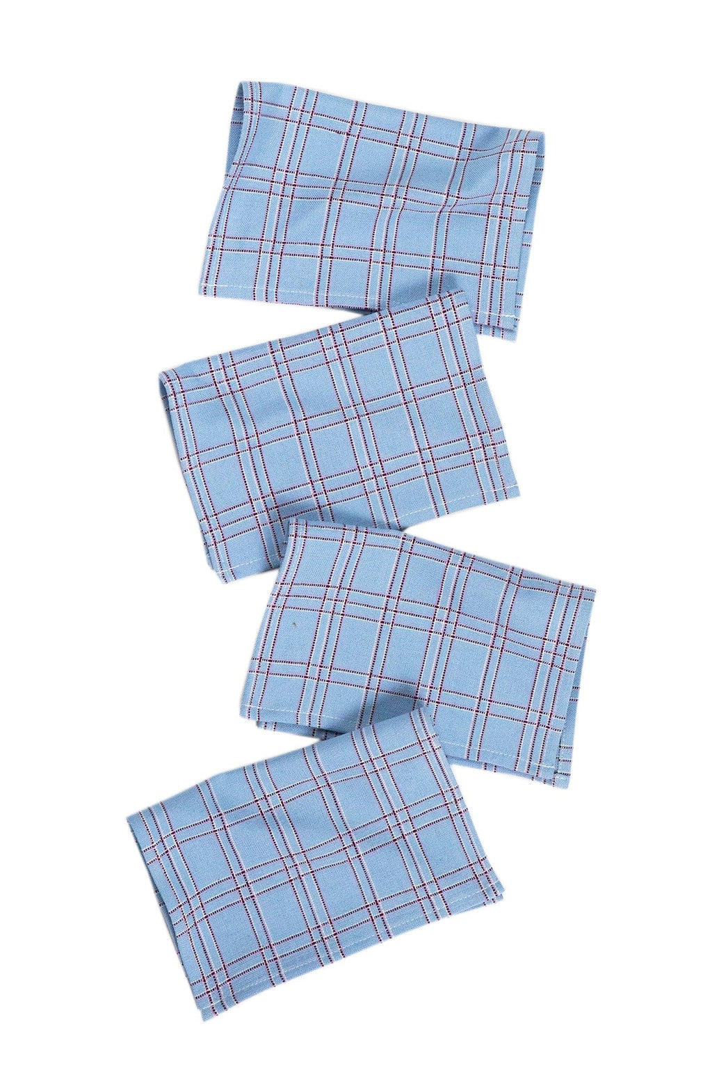 Chiapas Plaid Light Blue Cocktail Napkins Set of 4