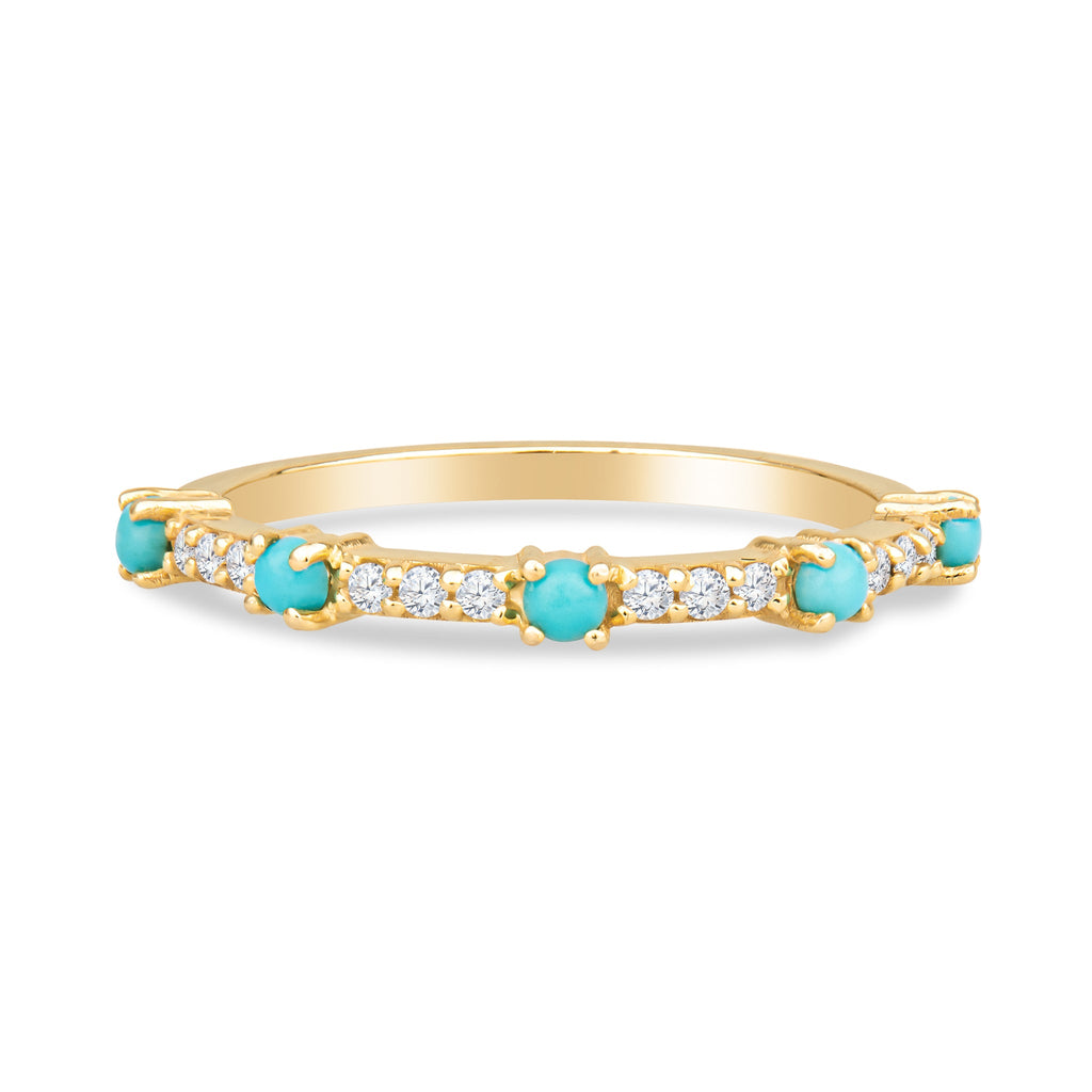 Marilyn 14K Gold Turquoise Ring with White Diamonds