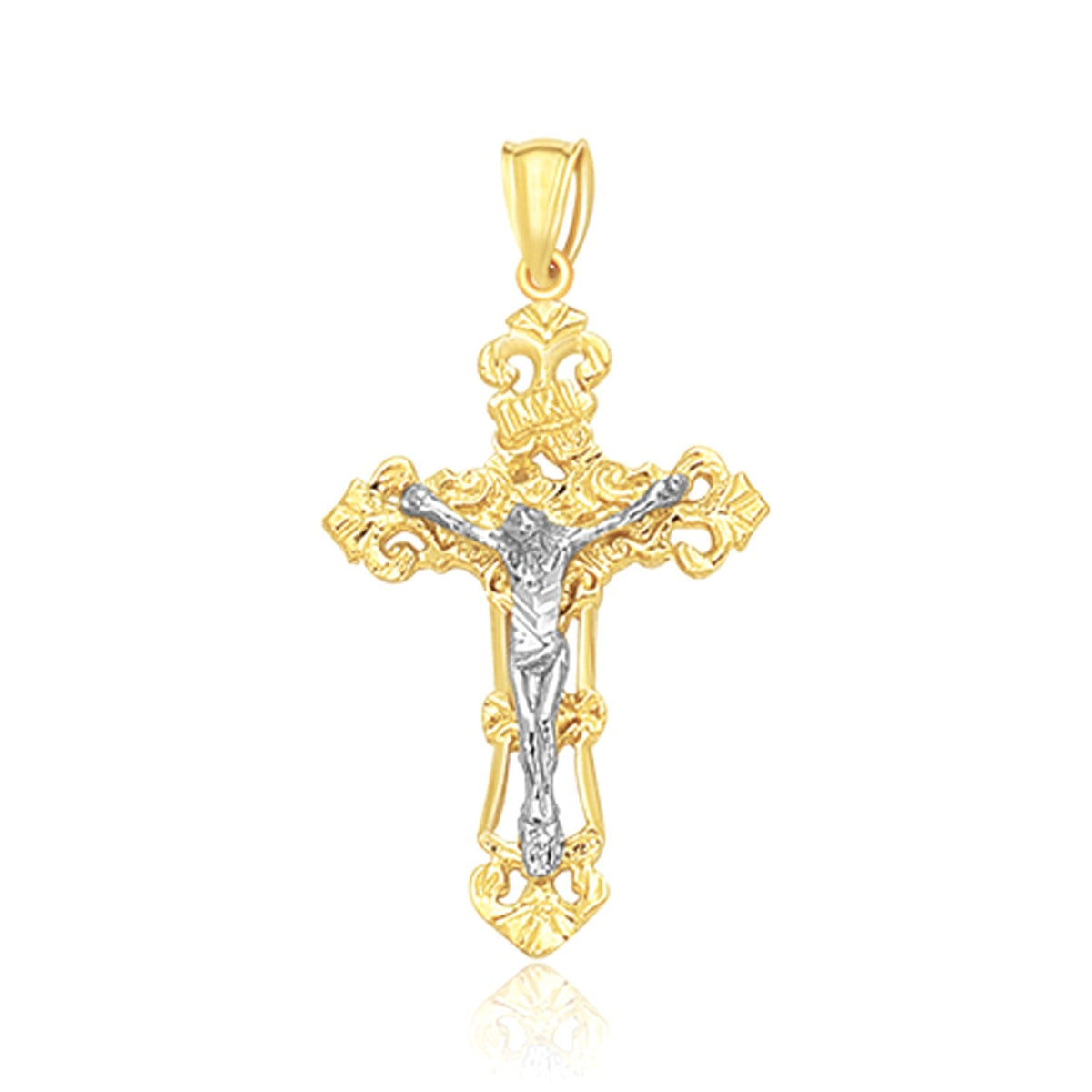 14k Two- Tone Gold Cross Pendant