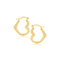 10k Yellow Gold Heart Hoop Earrings