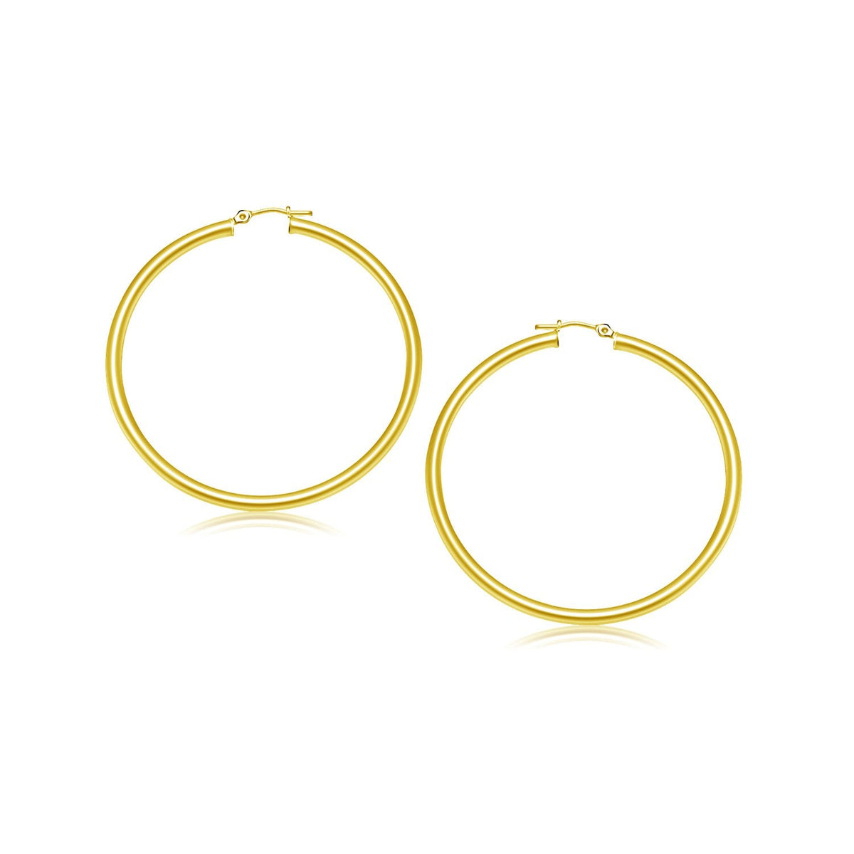 14k Yellow Gold Polished Hoop Earrings (25  mm)