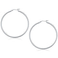 10k White Gold Polished Hoop Earrings (50 mm)
