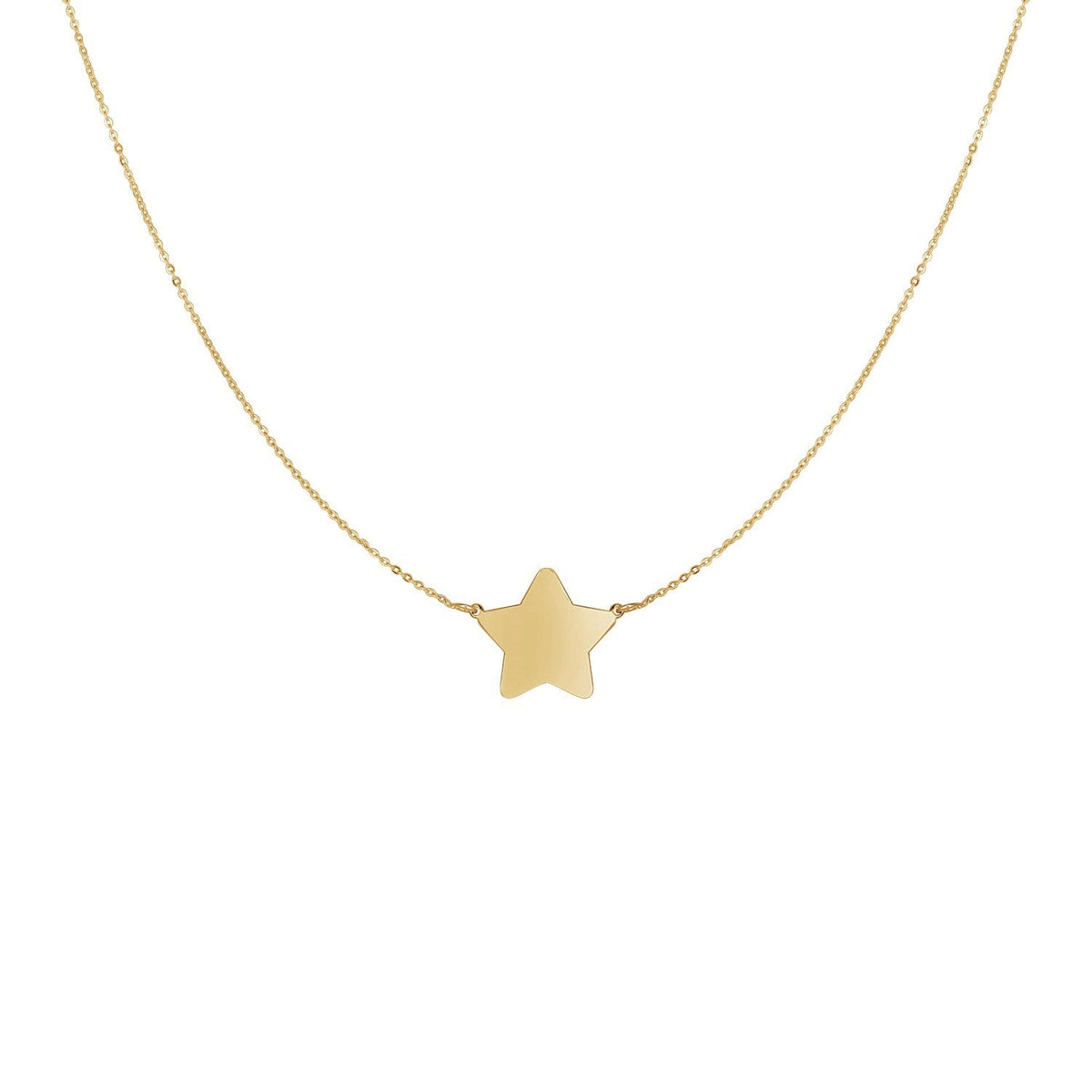 14k Yellow Gold Necklace with Five Pointed Star