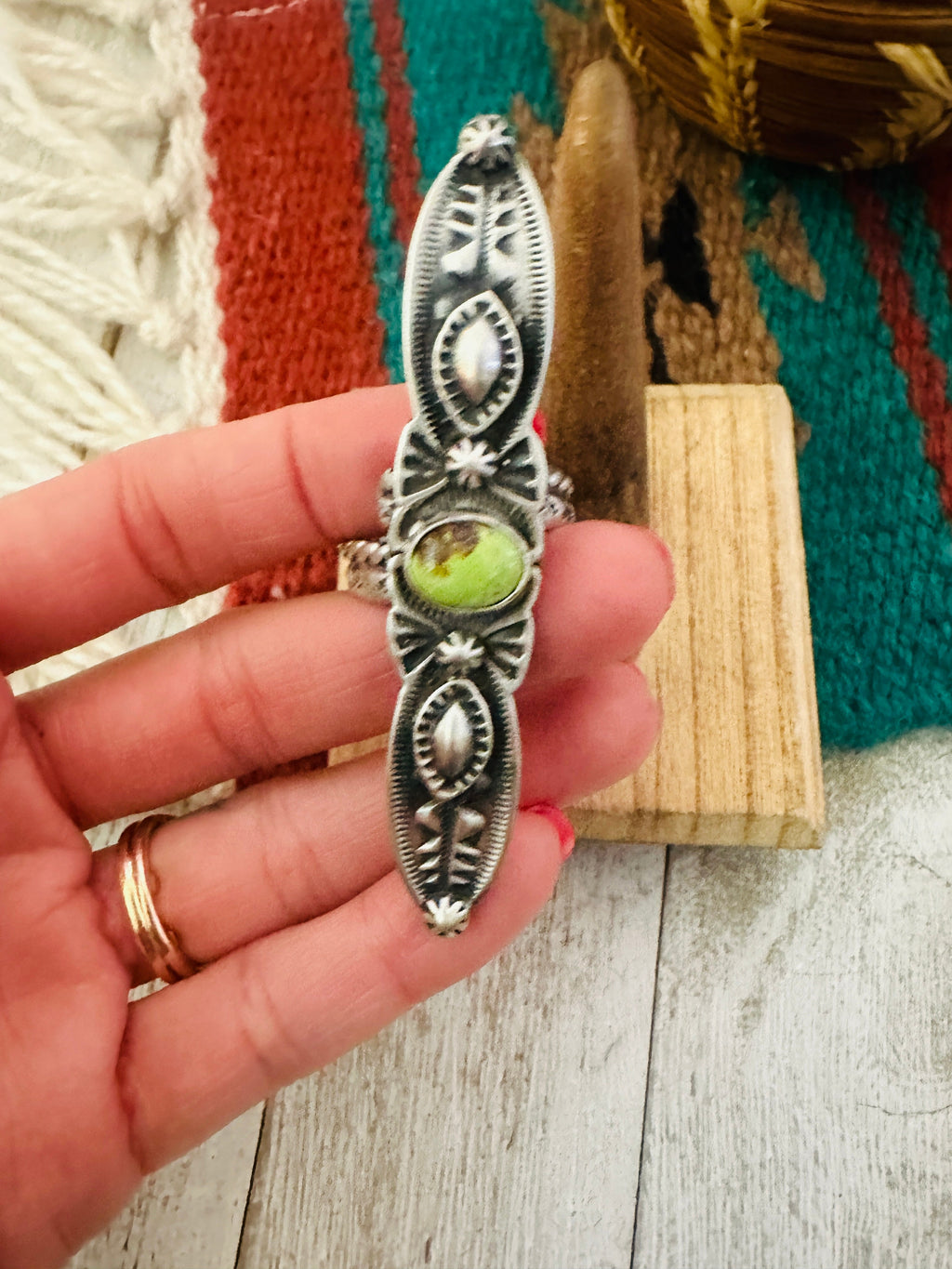 Handcrafted Sterling Silver & Turquoise Adjustable Ring