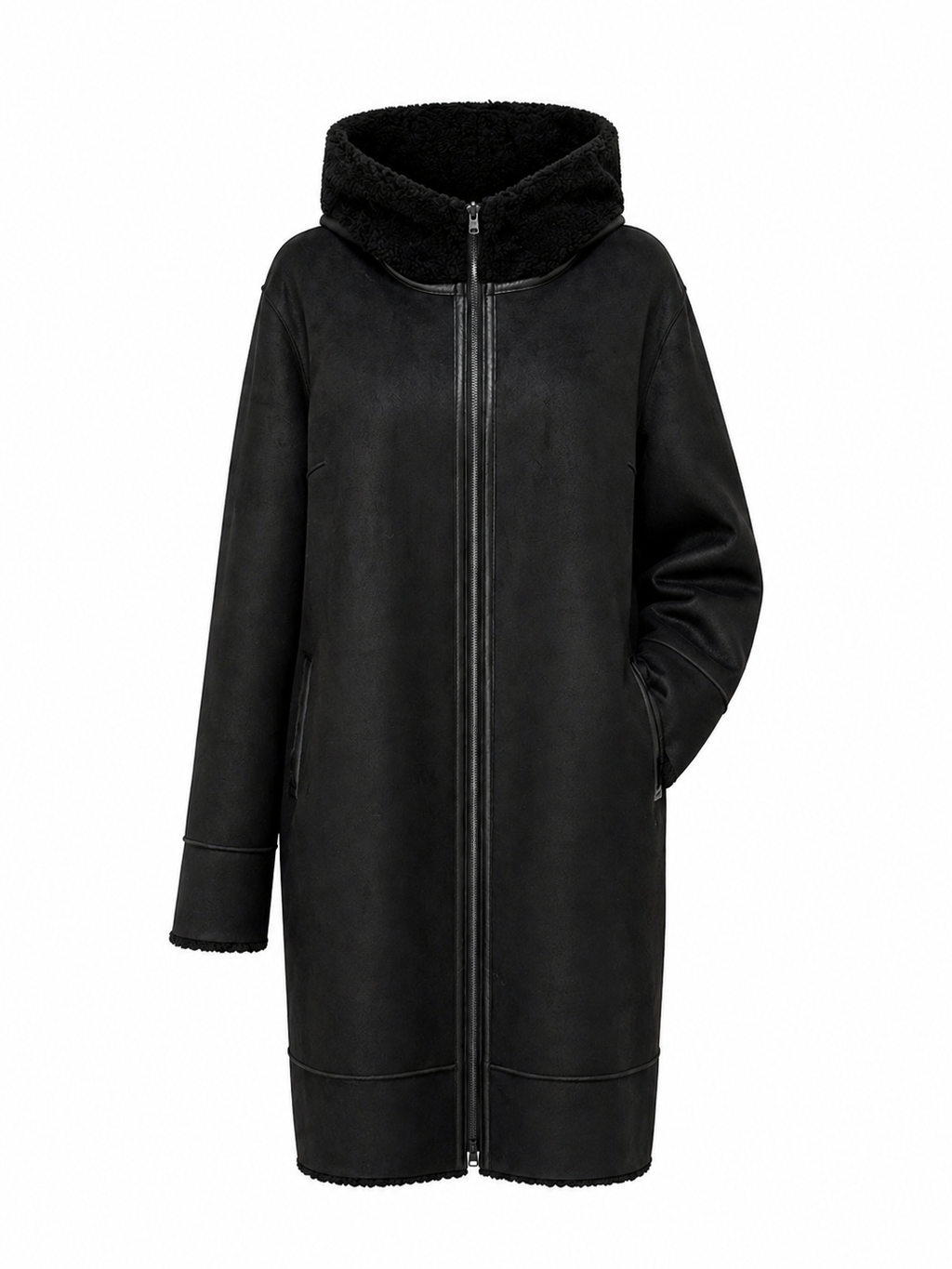 Rei Reversible Faux Fur & Suede Coat in Black/Black