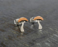 Sterling Silver & Copper Mushroom Earrings on Post