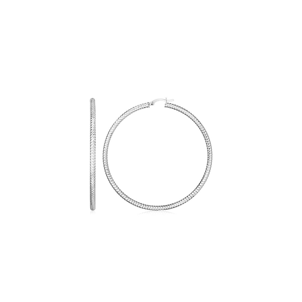 Sterling Silver Large Hoop Earring with Braid Texture