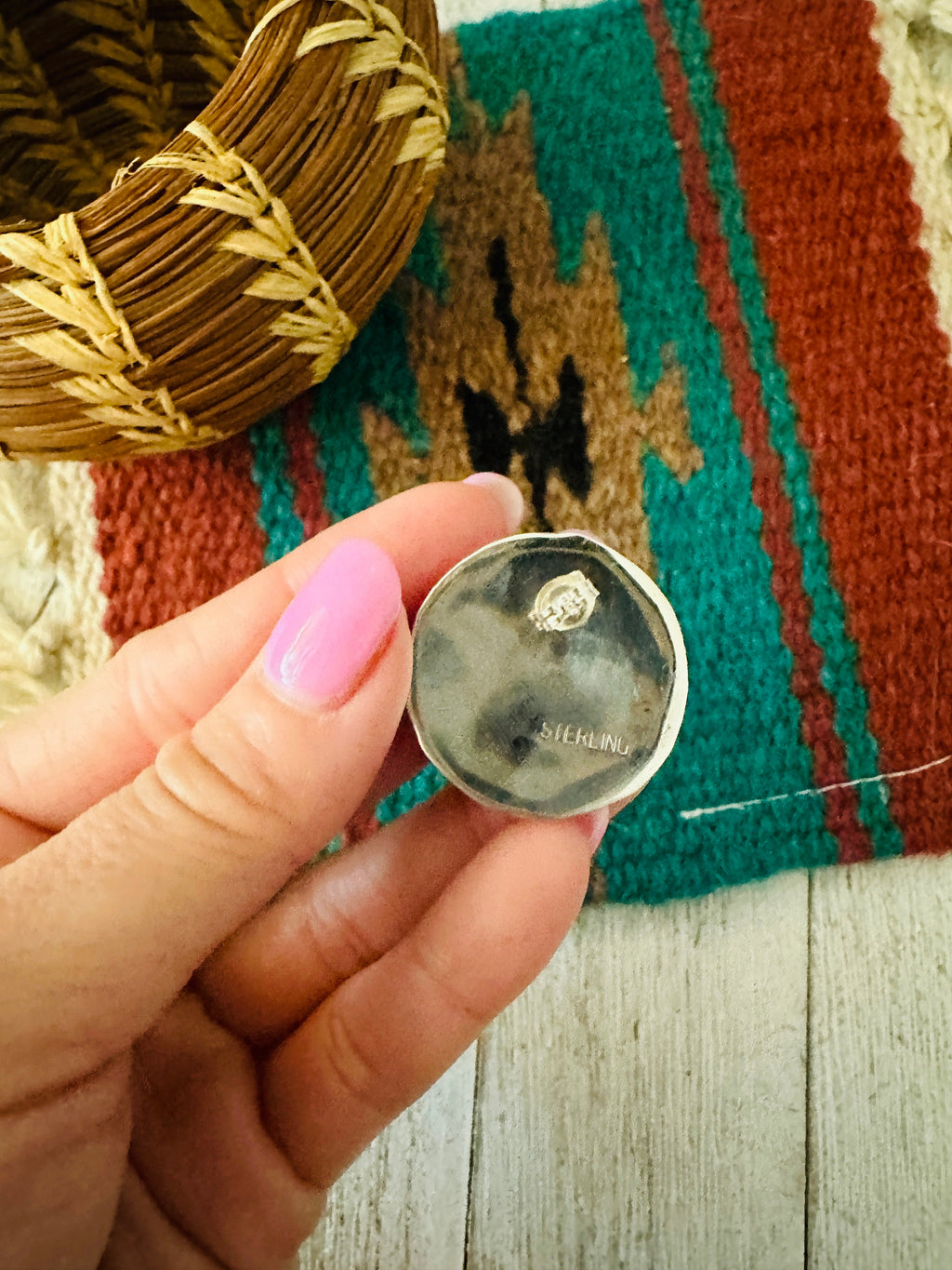 Handcrafted Hand Stamped Sterling Silver Concho Post Earrings