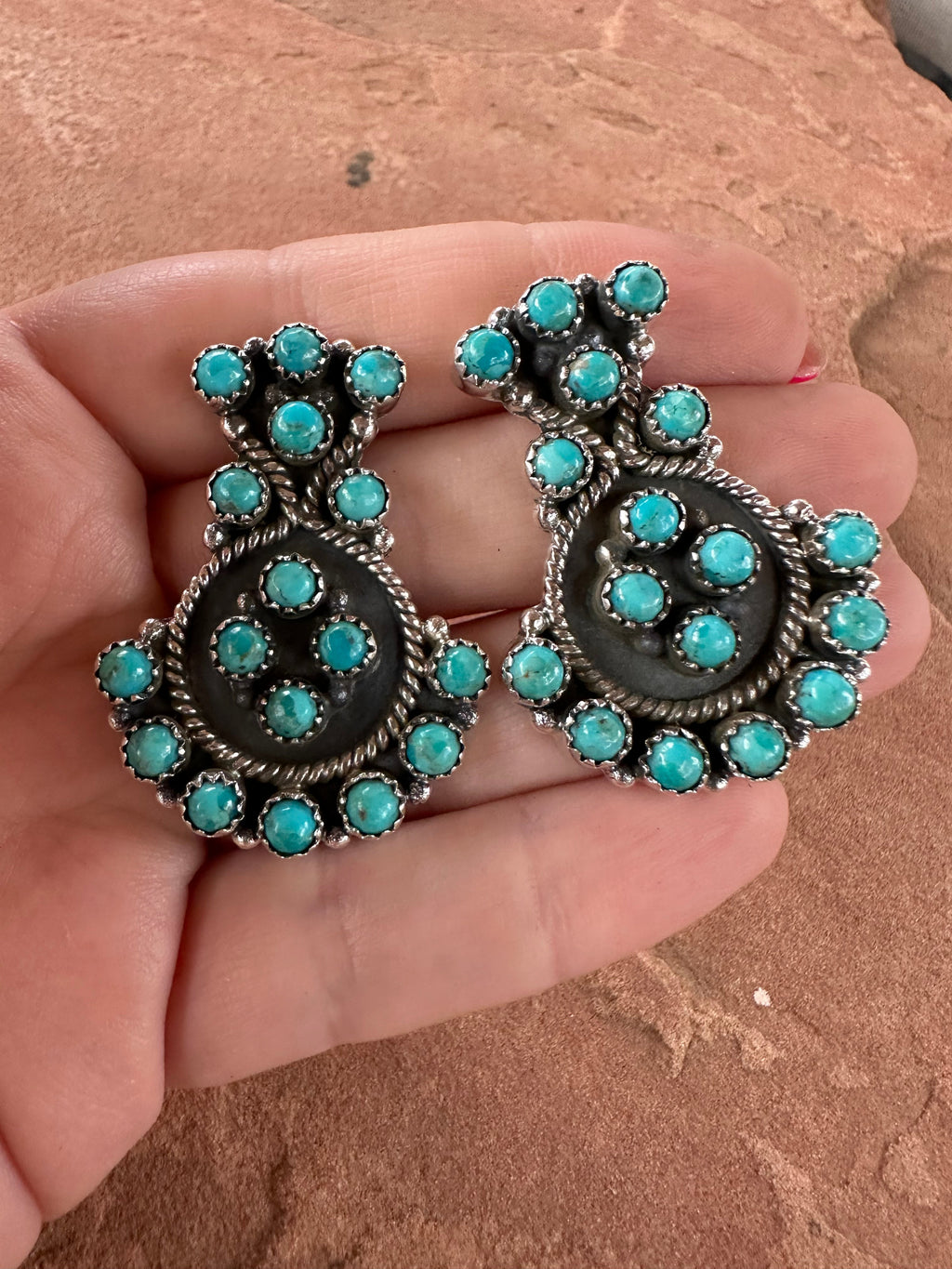 Handmade Turquoise and Sterling Silver Post Earrings