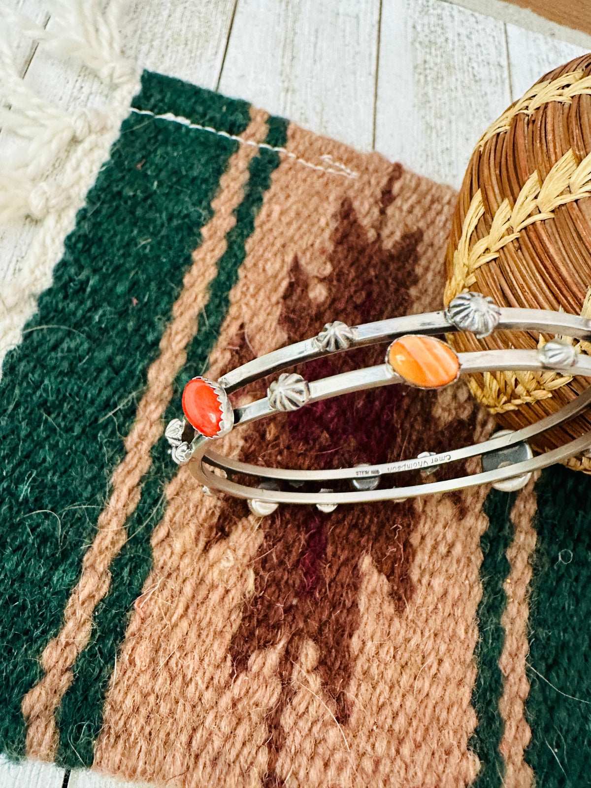 Handcrafted Multi Stone & Sterling Silver Bangle Bracelet