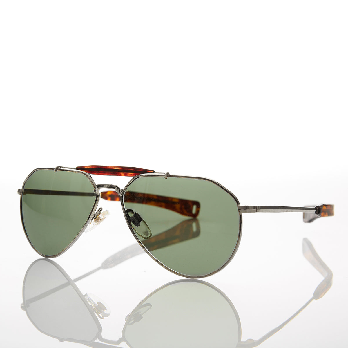 Vintage Aviator Sunglass Glass Lens Paddle Temples - Nolan