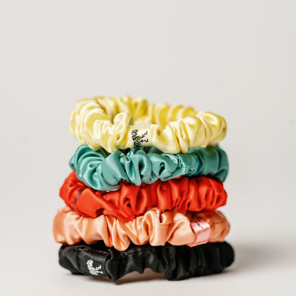 Organic Silk Small Scrunchie 3-Pack Tomato Red