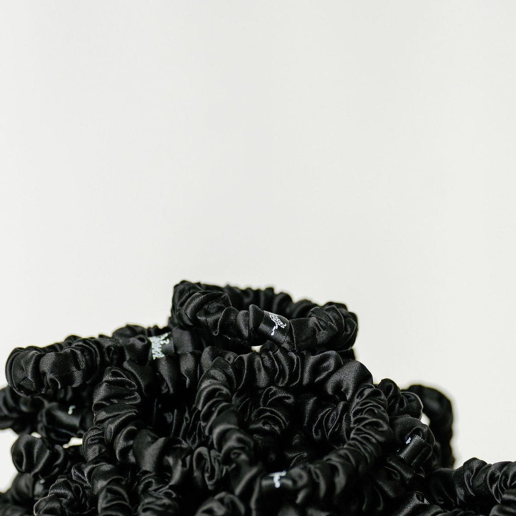 Organic Silk Small Scrunchie 3-Pack Onyx Black