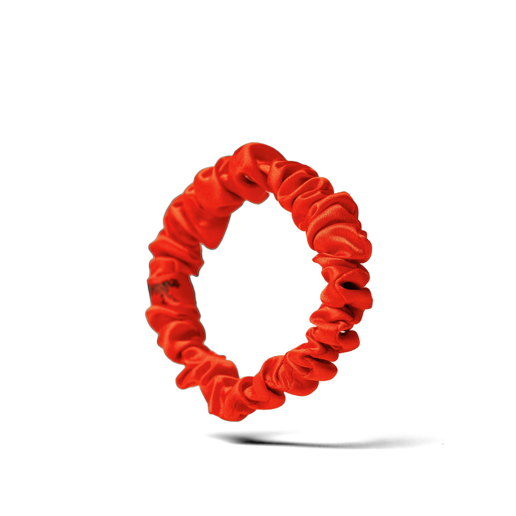Organic Silk Small Scrunchie 3-Pack Tomato Red