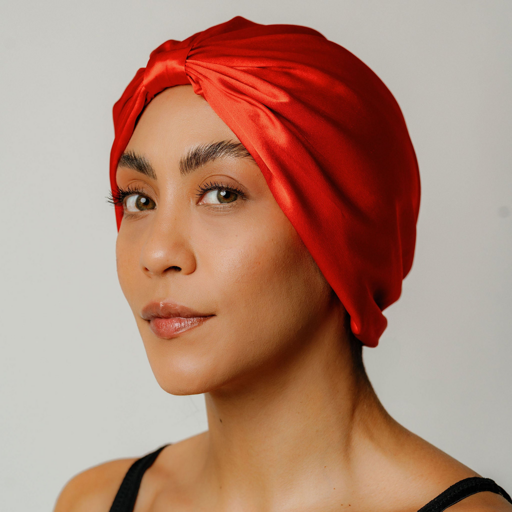 Organic Silk Hair Bonnet Tomato Red
