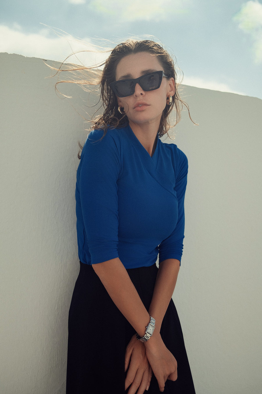 FAUX WRAP MODAL T SHIRT