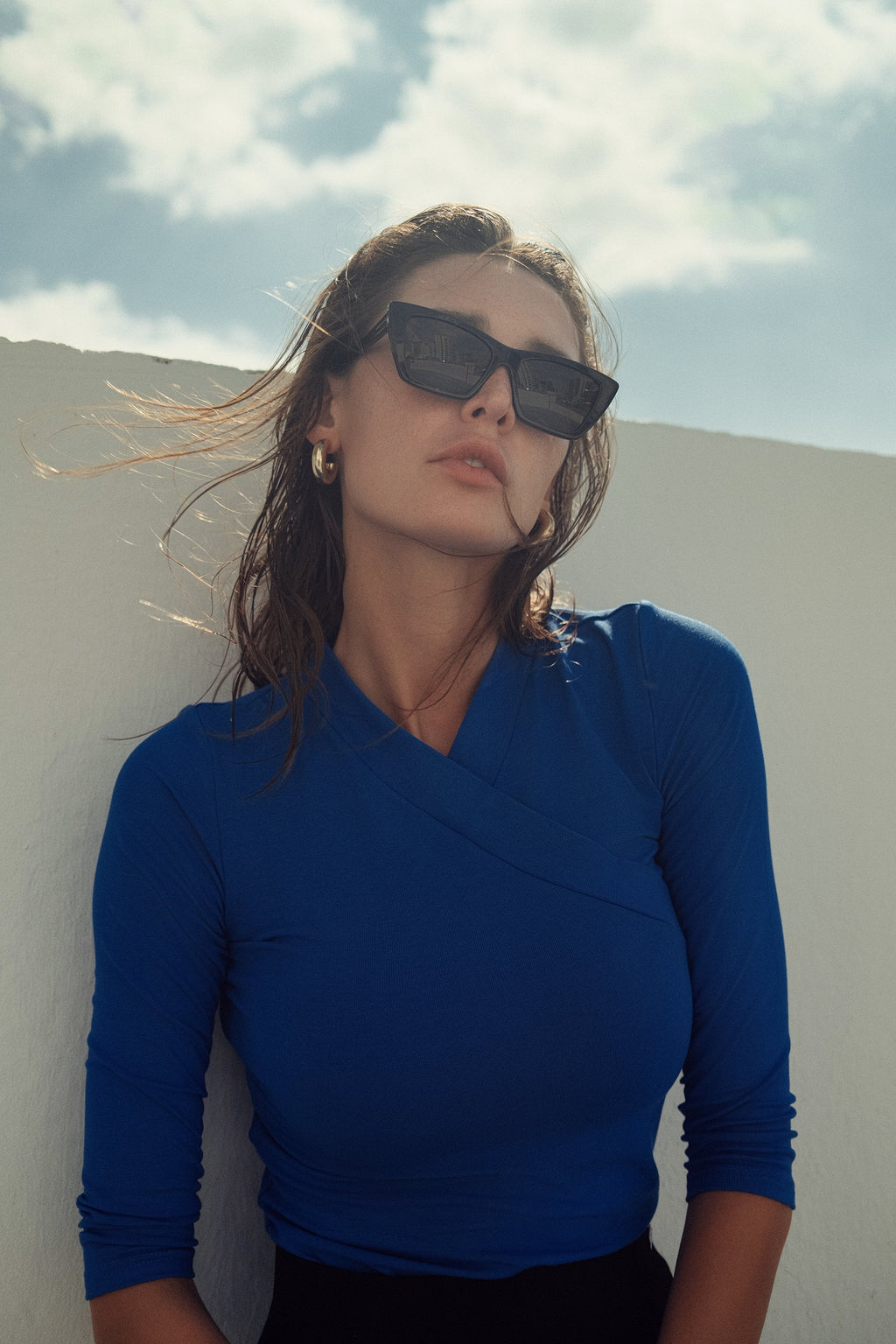 FAUX WRAP MODAL T SHIRT