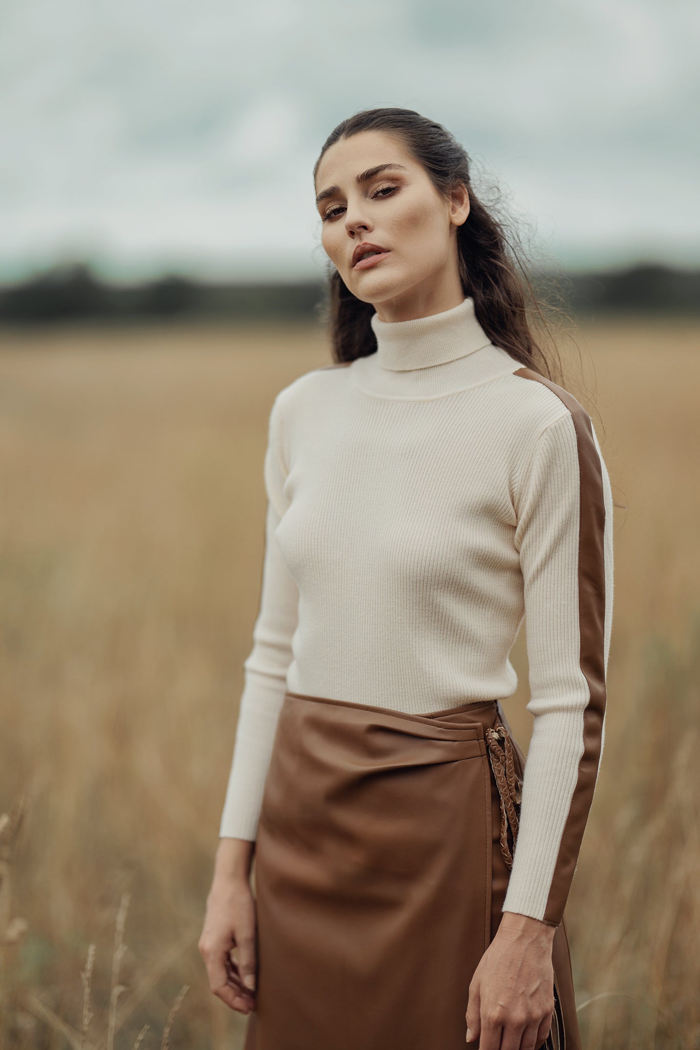 LEATHER FAUX WRAP SKIRT