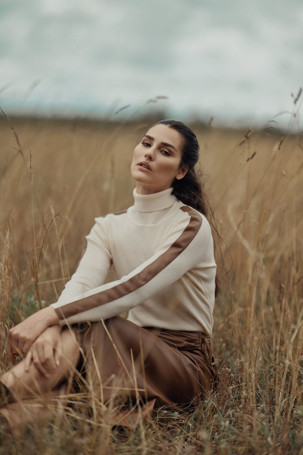 LEATHER FAUX WRAP SKIRT