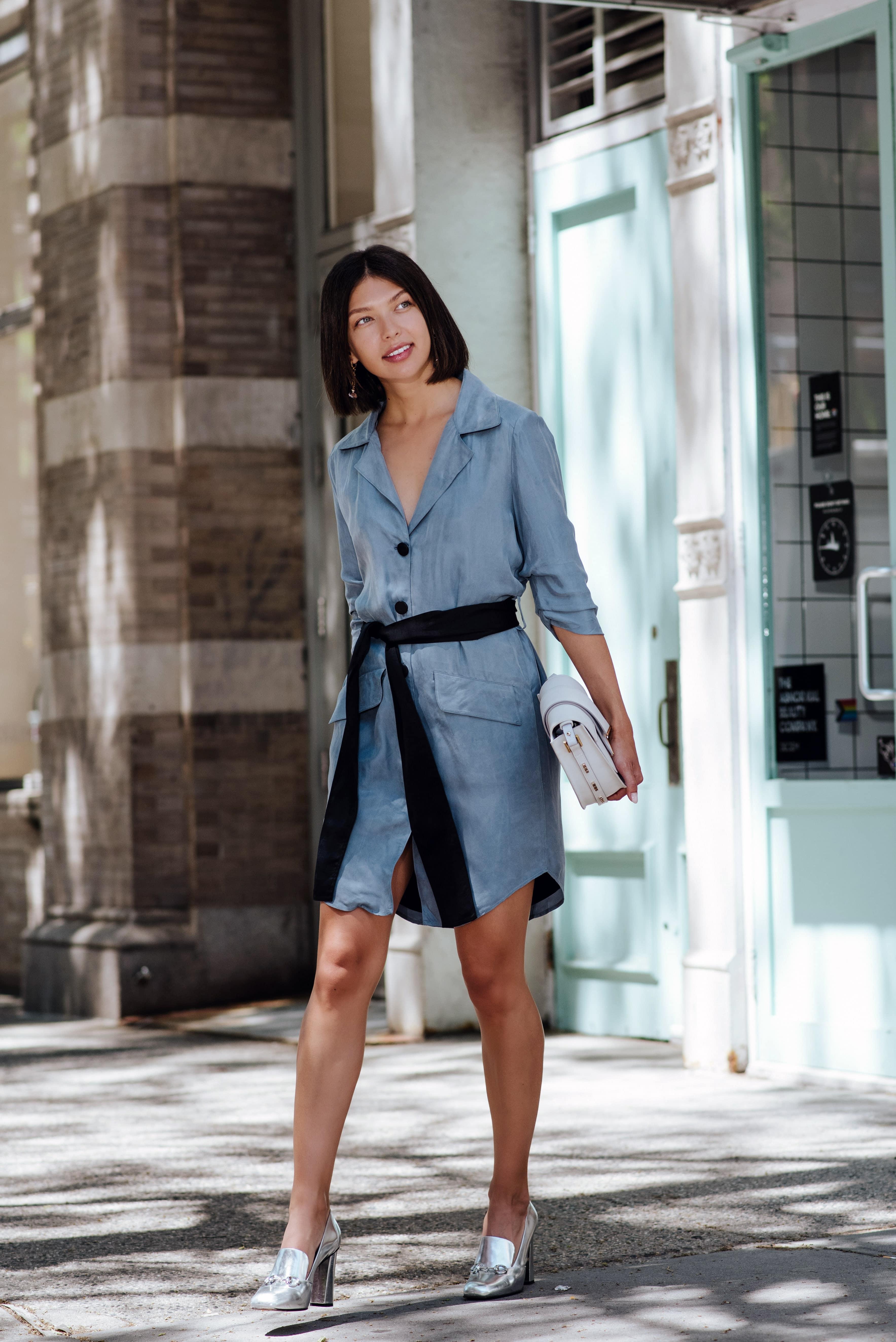 Cielo Blue Blazer Dress – Women’s Tailored Blazer-Style Dress