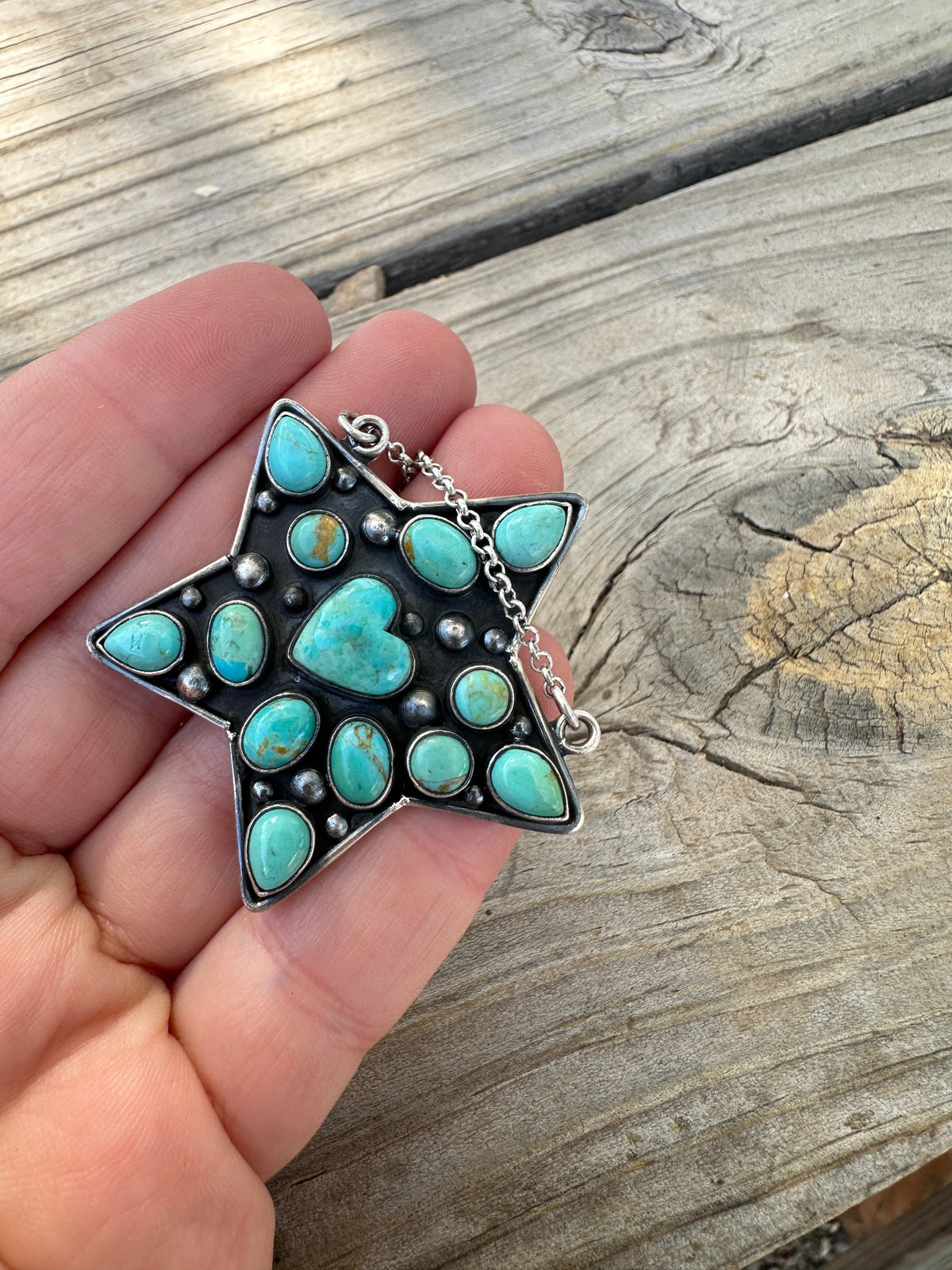 Handmade Sterling Silver & Turquoise Star Necklace