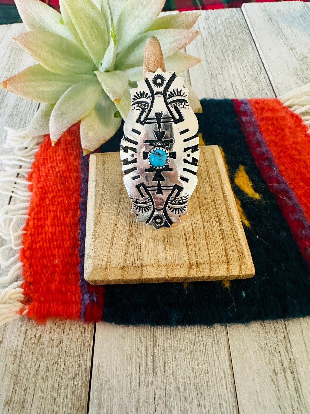 Handcrafted Sterling Silver & Turquoise Adjustable Ring by Richard Singer