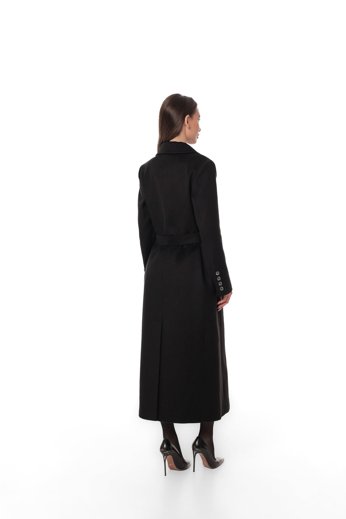 Ellis Tailored Cashmere Wool Coat in Black