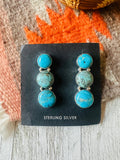 Handcrafted 3-Stone Turquoise And Sterling Silver Earrings