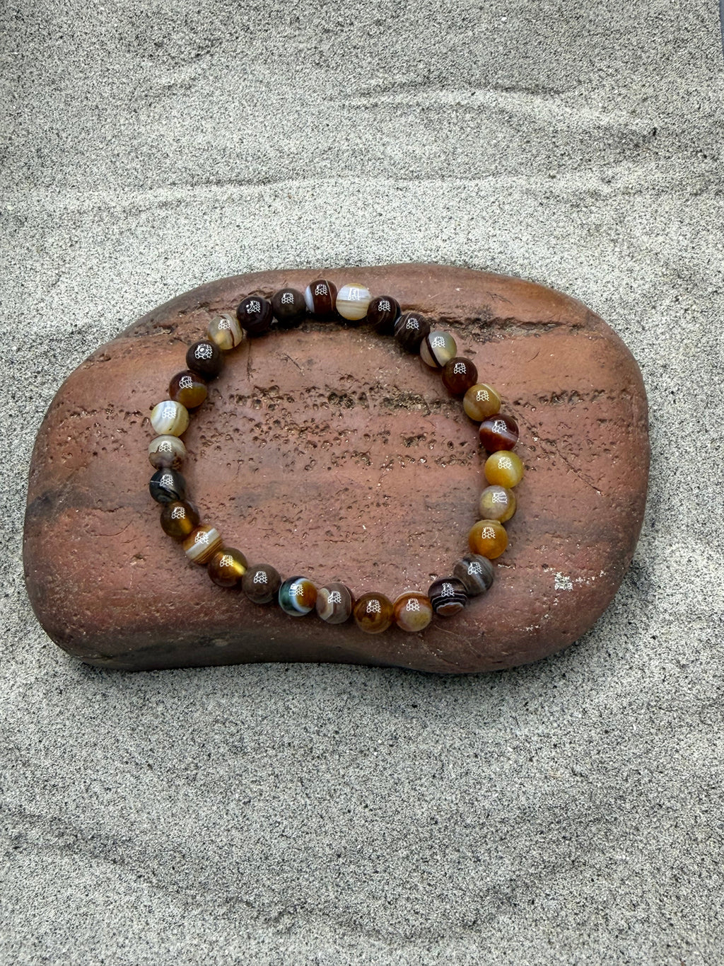 Brown Agate 6mm Beaded Stretch Bracelet