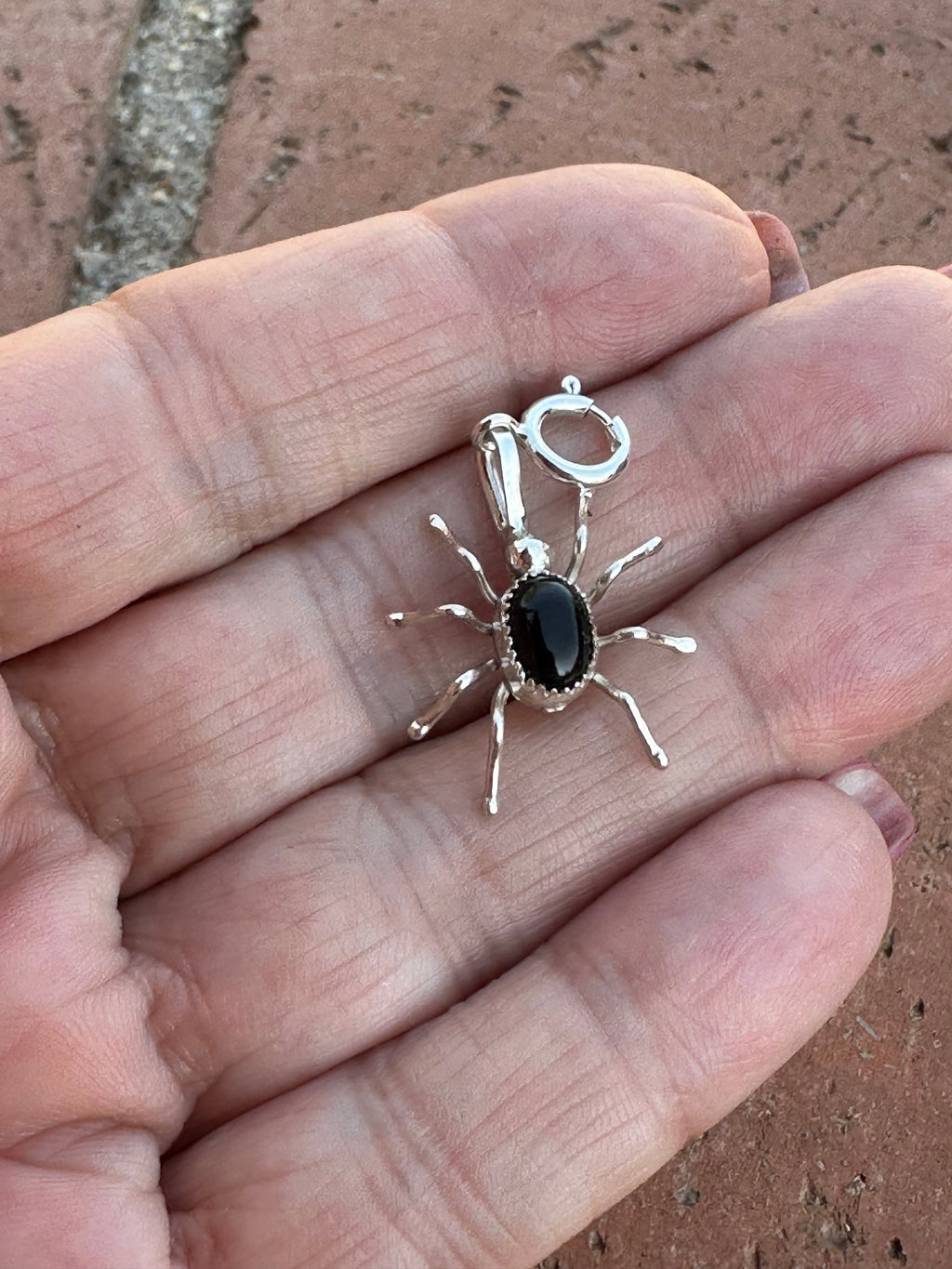 Handcrafted Sterling Silver and Onyx Spider Charm