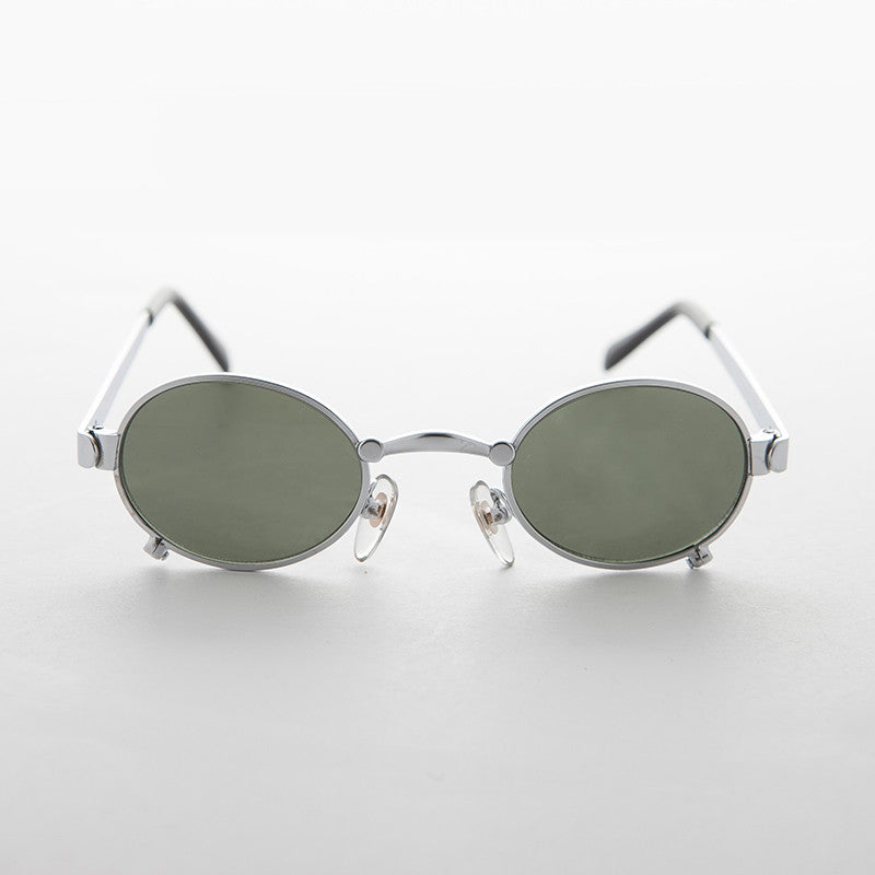 Small 90s Oval Steampunk Spectacle Vintage Sunglass - Edison