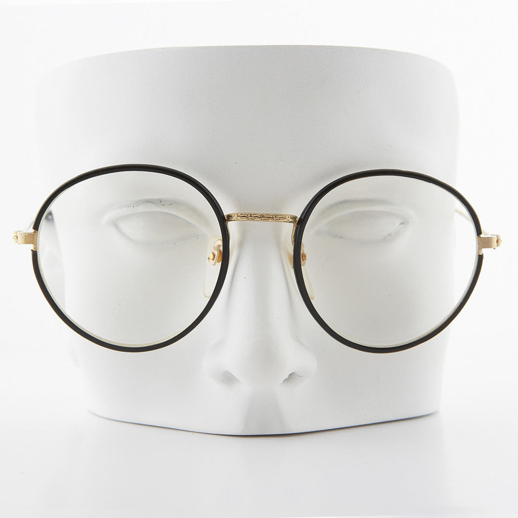 Round Black Preppy Polo Style Clear Lens Glasses - Einstein 2