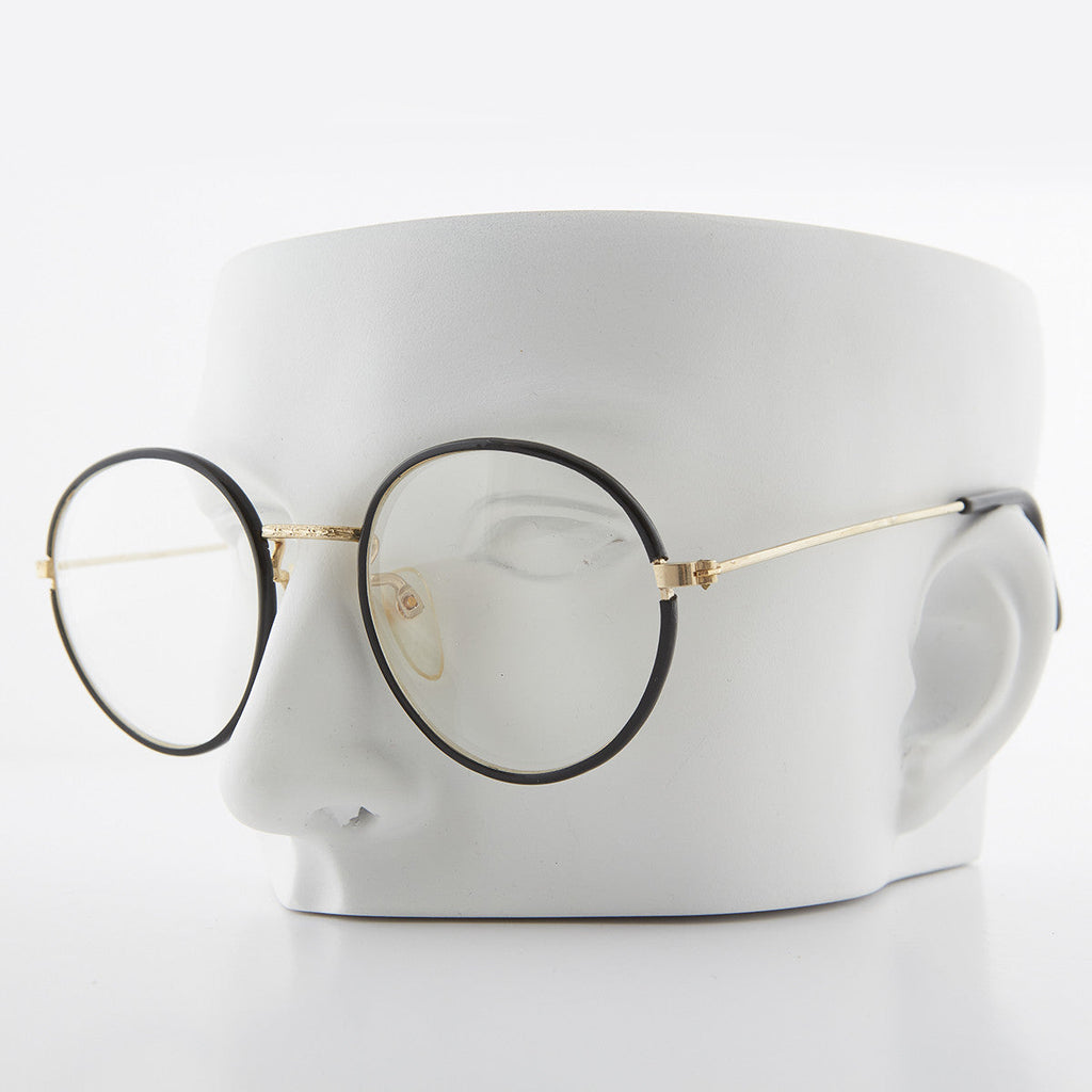 Round Black Preppy Polo Style Clear Lens Glasses - Einstein 2