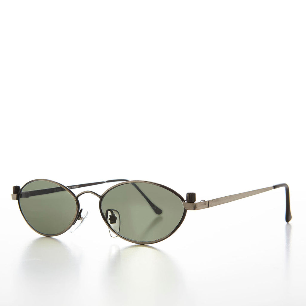 Industrial Metal Frame Oval 90s Steampunk Sunglass - Erin 2