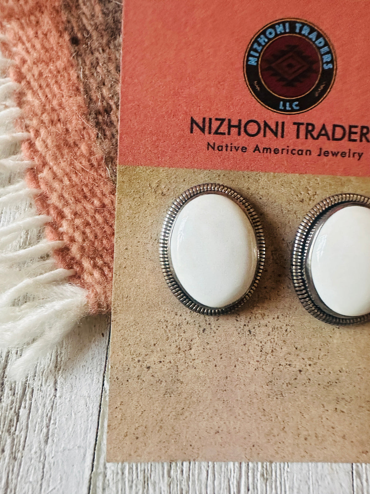 Handcrafted White Buffalo & Sterling Silver Post Earrings