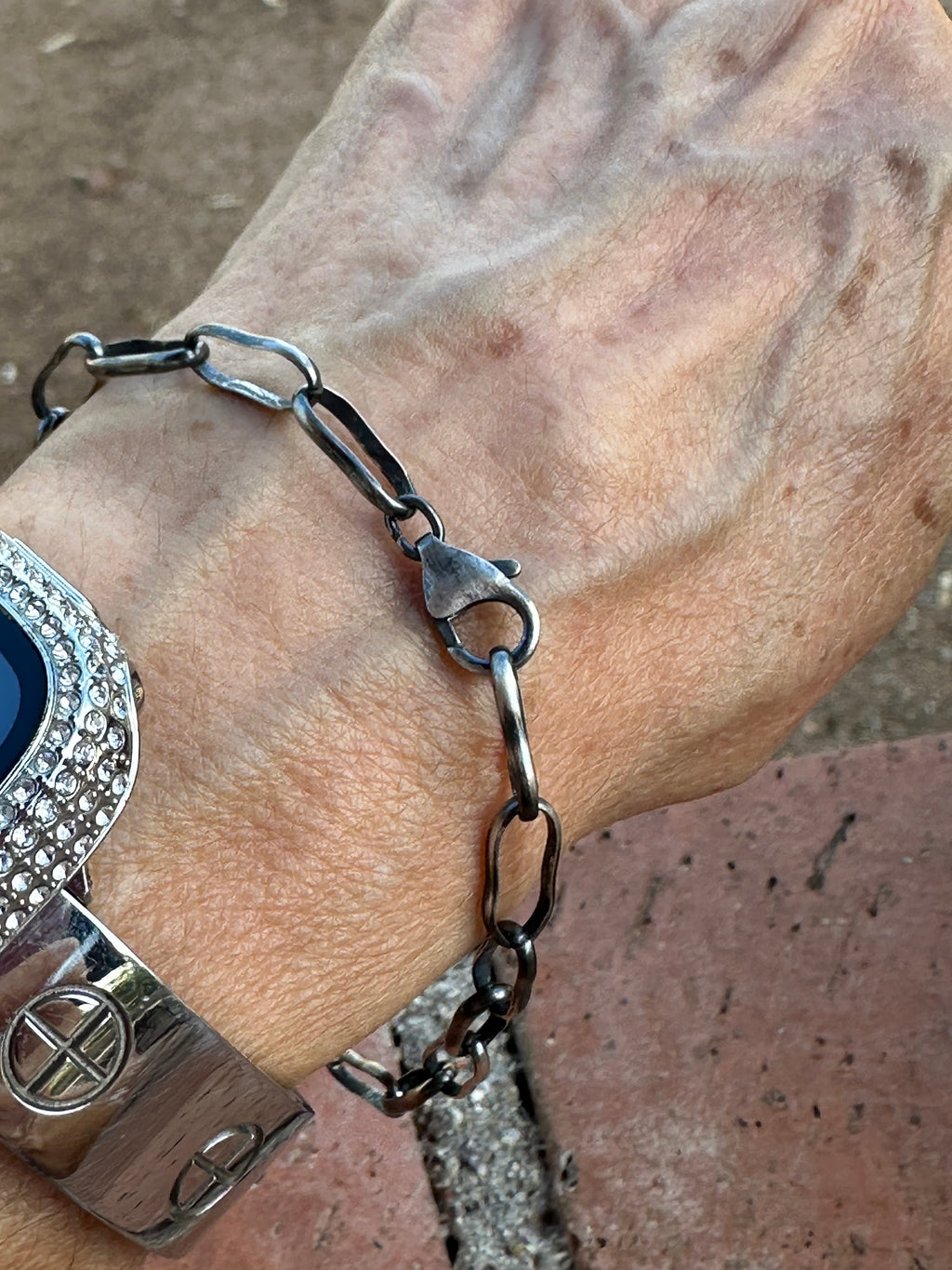 Handcrafted Made Sterling Silver Paper Clip Chain Bracelet