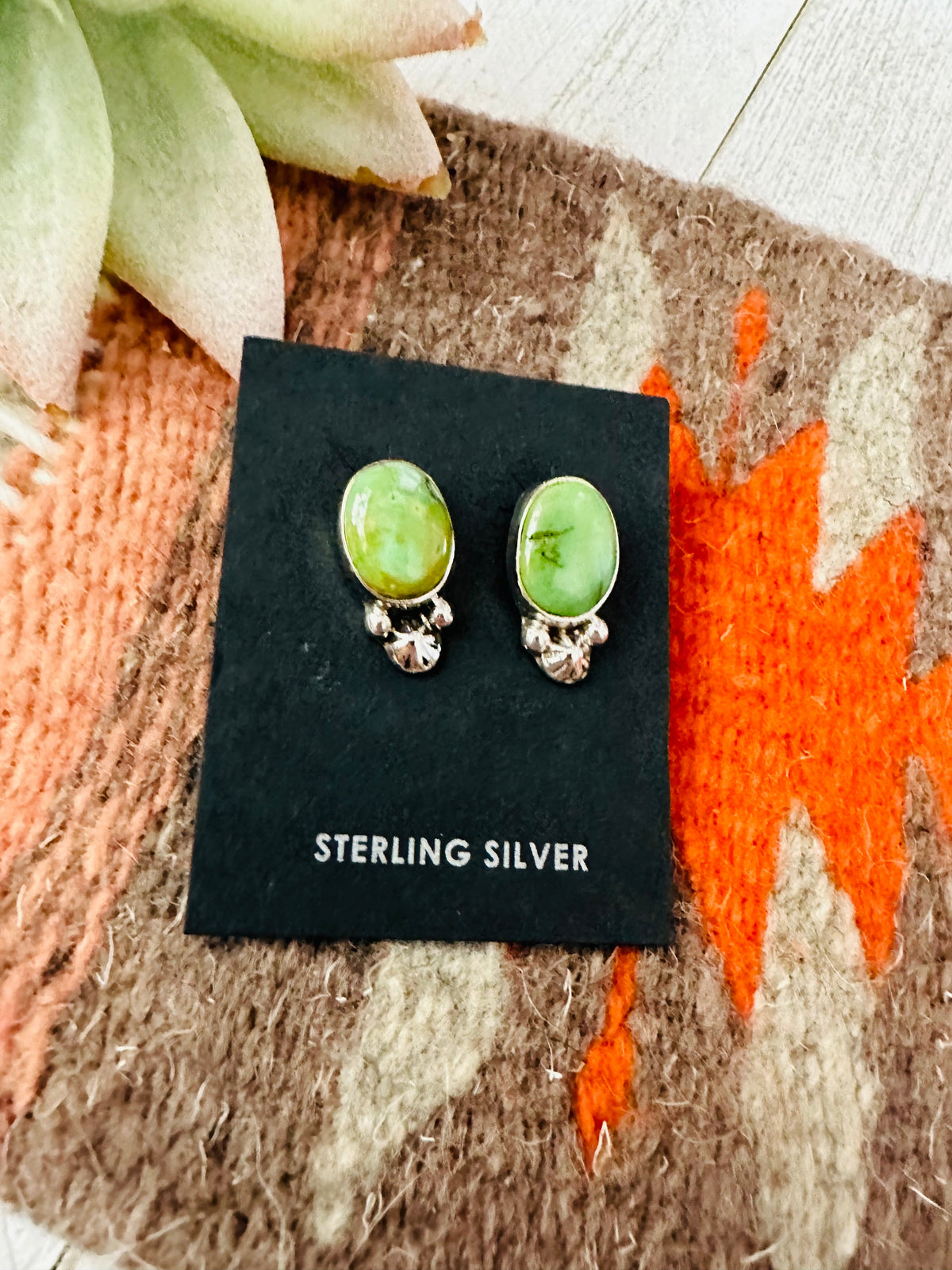 Handcrafted Tibetan Turquoise and Sterling Silver Stud Earrings
