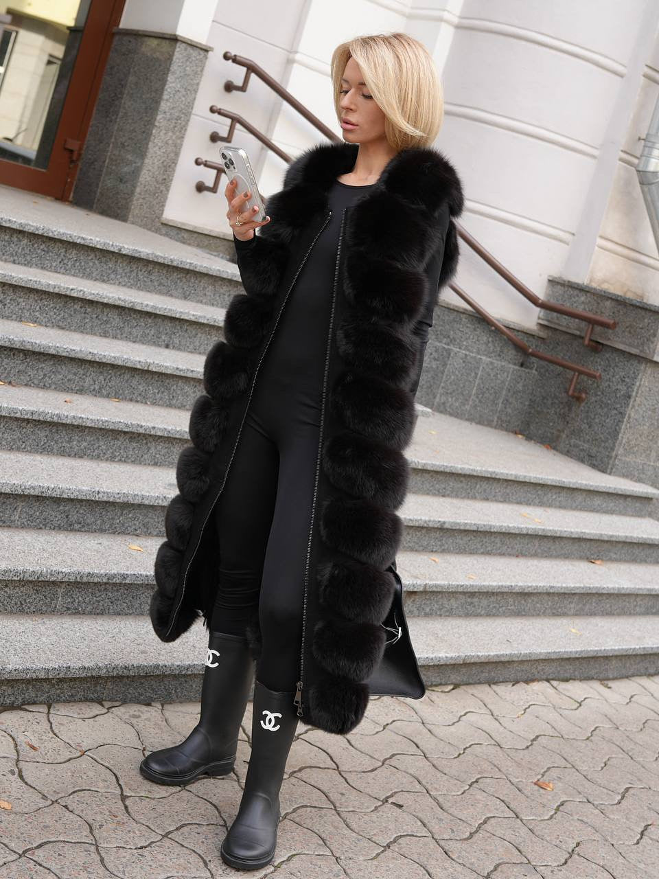 Genuine Polar Fox Fur Vest 110 cm