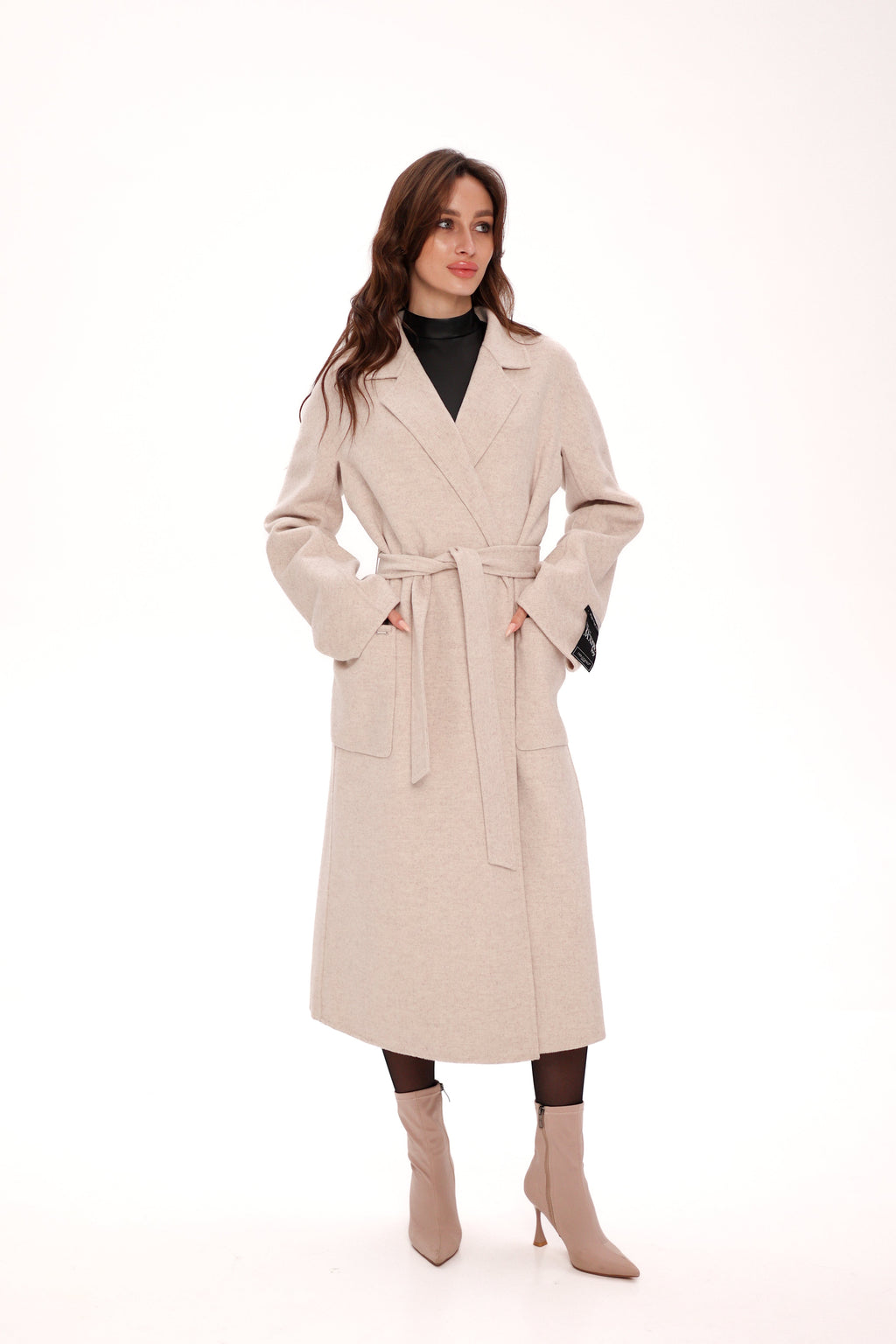 Mia Premium 85% Wool Cashmere Coat in Sea Salt