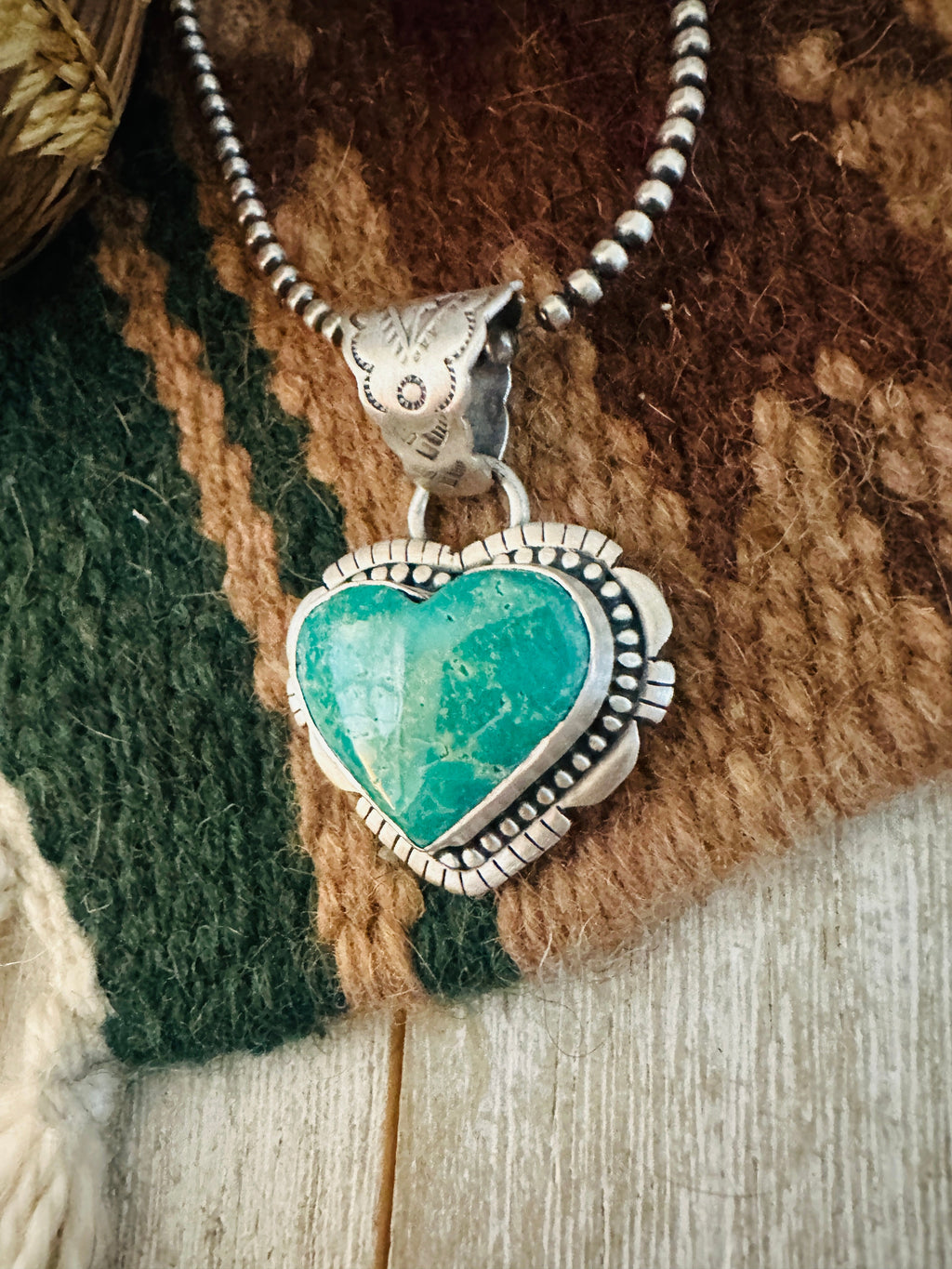 Handmade Turquoise & Sterling Silver Heart Pendant