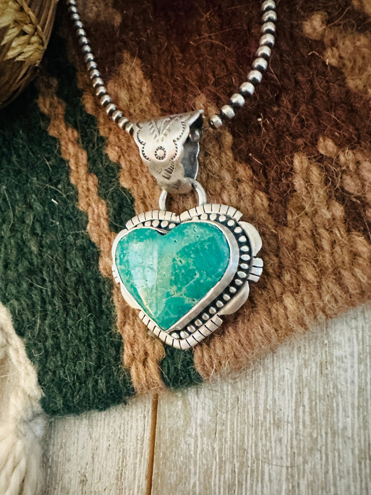 Handmade Turquoise & Sterling Silver Heart Pendant