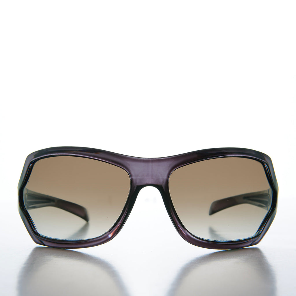 90s Mod Curved Wrap Sleek Sunglasses - Falco