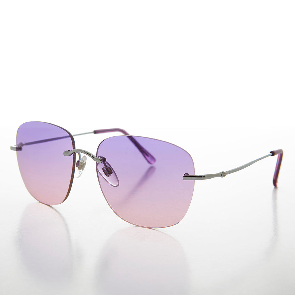 Rimless Ocean Colored Lens Women's Sunglasses - Fancy