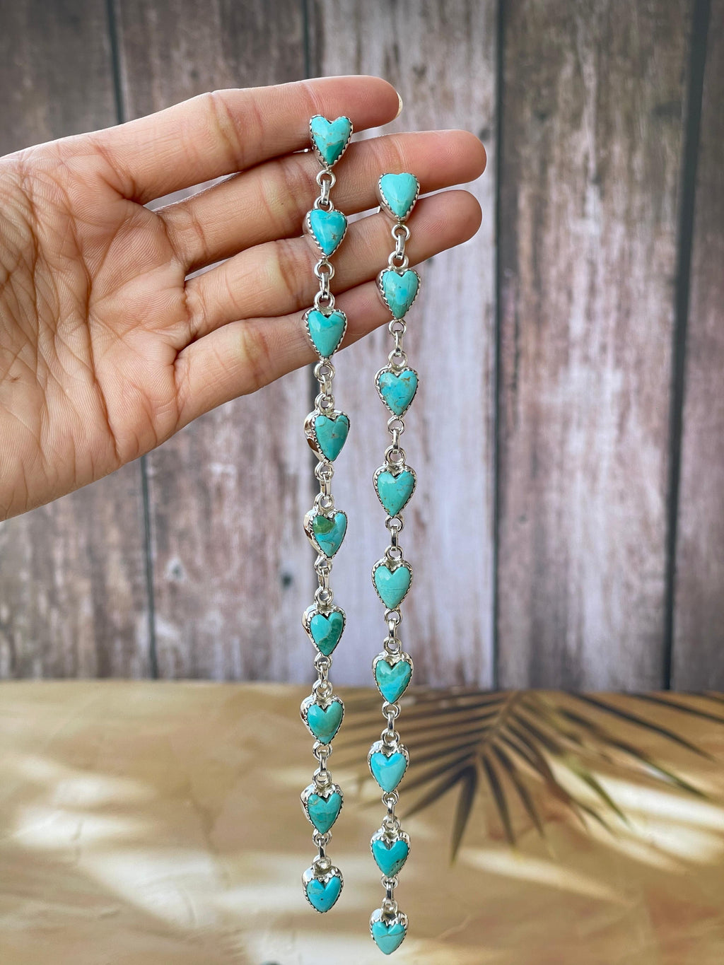 Handmade Turquoise and Sterling Silver Heart Dangles