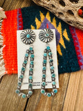 Handcrafted Sterling Silver & Turquoise Concho Dangle Earrings By Eugene Charley