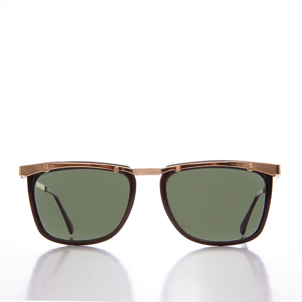 90s Unique Gold Brow Squared Sunglass - Francois