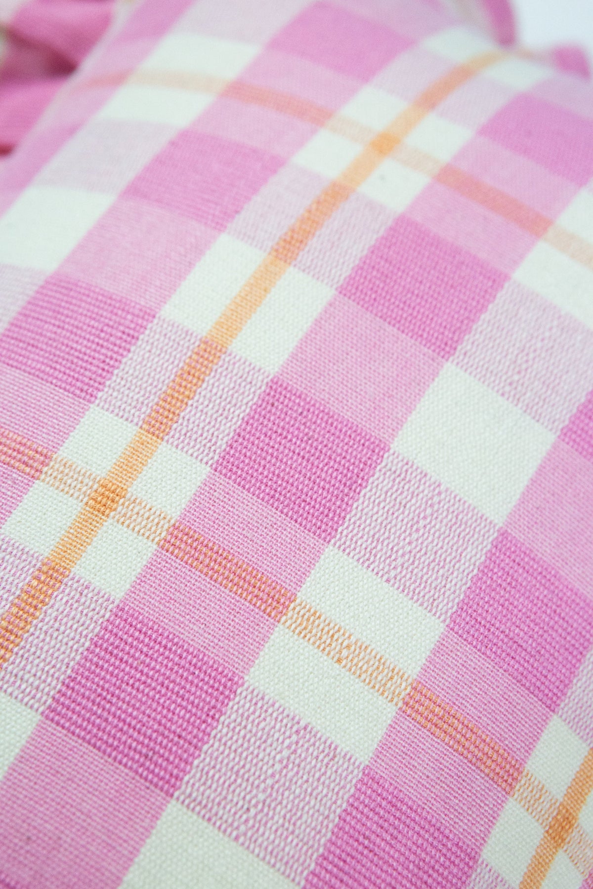 Archive NY Abigail Ruffle Plaid Pillow in Bubblegum